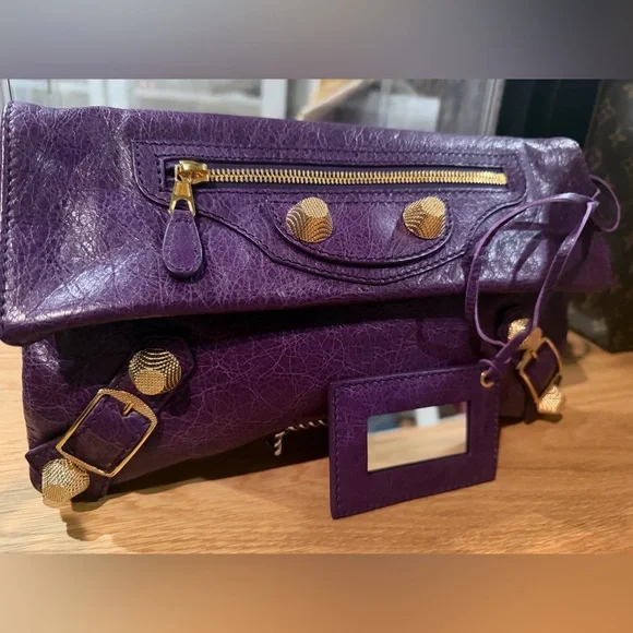 Balenciaga Purple Clutch with Giant Hardware - Picture 2 of 13